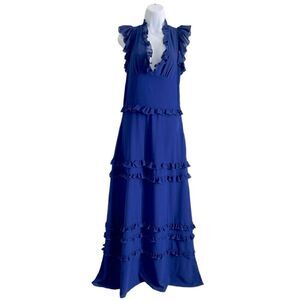 MARIUCCIA Milano Woman Long Blue Ruffles Dress Size M.